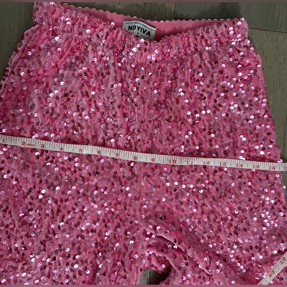 Pink Sequin Wide-Leg Pants - Picture 7 of 8